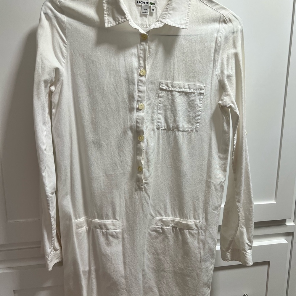 Lacoste White Casual Button Down Shirt Classic Cotton size 38